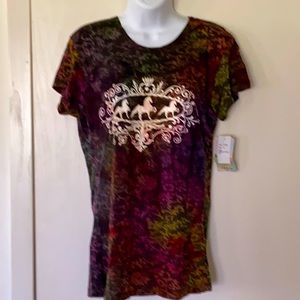 Unique multi colored burnout t shirt. NWT